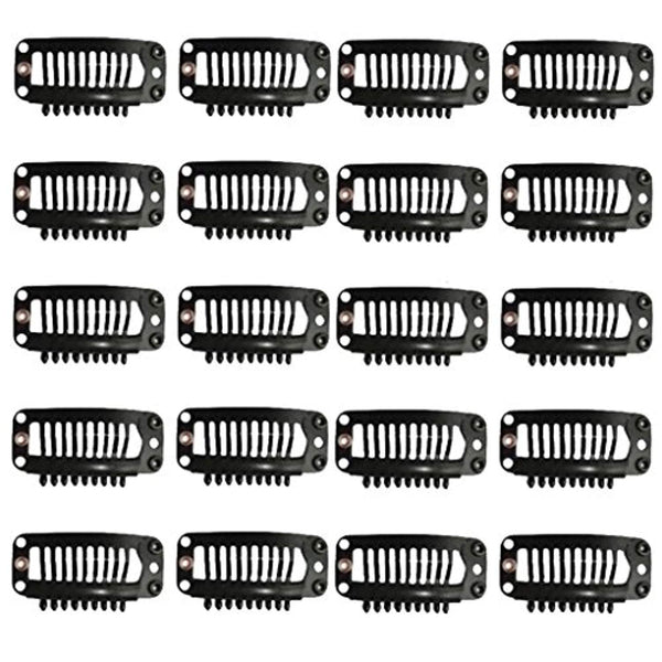 Electomania  Hair Extension Snap Clips Wig Grips Medium Remy Clip In 32mm 20 pcs （Black）