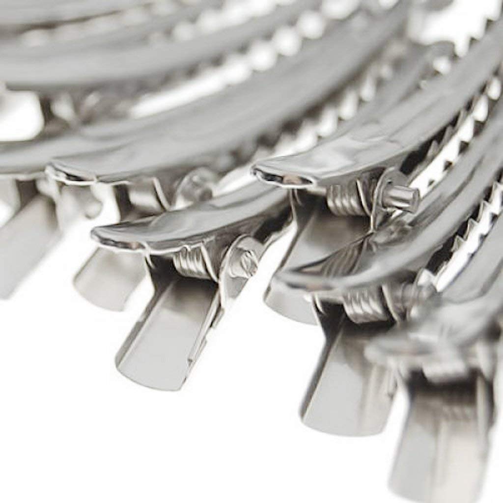 Electomania  50pcs Metal Single Prong Alligator Hair Clips Barrette for Bows DIY accessories hairpins (Silver)