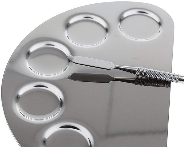 Electomania  Stainless Steel Cosmetic Makeup Palette Spatula Foundation Mixing Tool (1x Palette and 1x Spatula)