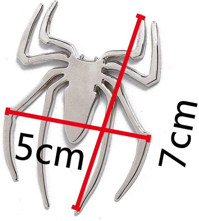 Electomania  Car 3D Logo Metal Chrome Emblem Badge Sticker Silver Color (Silver-Spider)