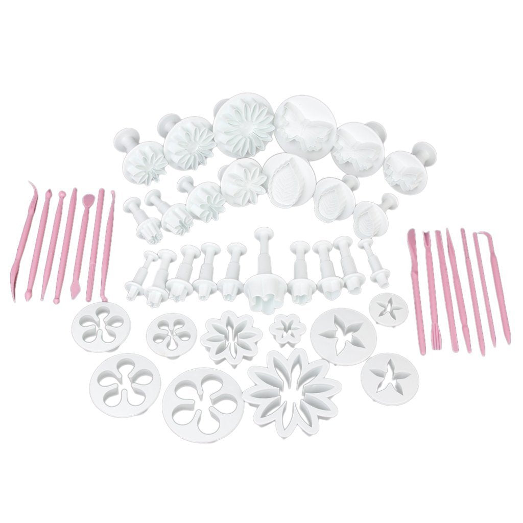 Electomania Cake Decorating Fondant Icing Cutter Plunger 47 in 1 Set