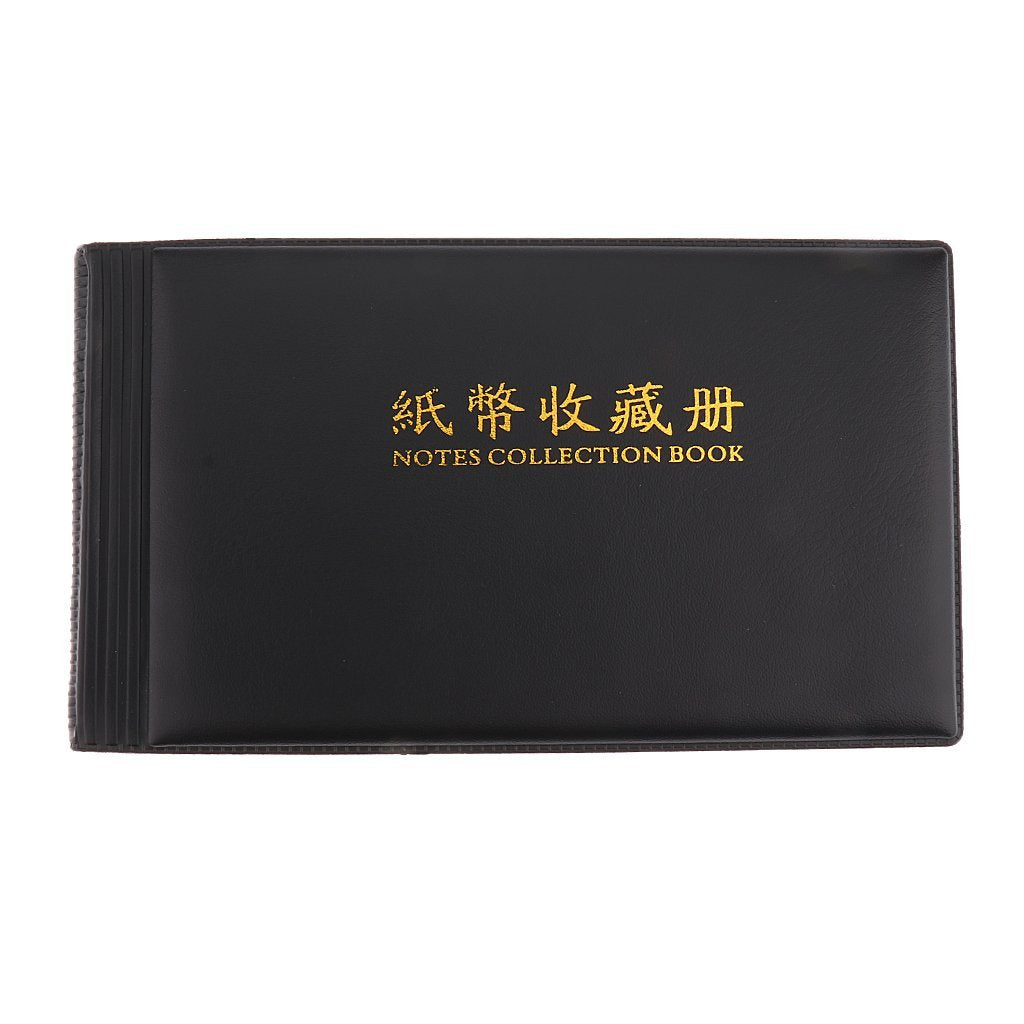 Electomania 20 Pocket Paper Money Album Banknote Currency Collectors Album Pocket Paper Money Collection Book Bill Note Stamp Ticket Storage Holder (Black)