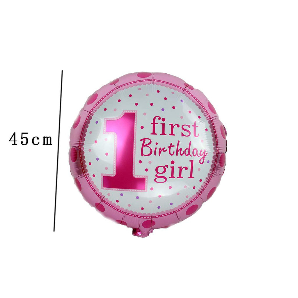 Electomania First Birthday Girl Polka Foil Balloon / Birthday Party / Baby Shower Decoration - 18 inch Pink (Pack of 2)