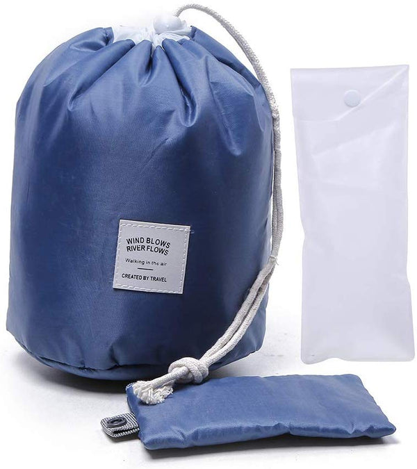 Electomania Bucket Barrel Shaped Cosmetic Makeup Bag Travel Case Pouch (Blue)