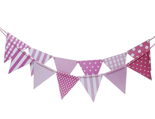 Electomania Party Bunting Flags Banner for Kids Room, Play School Decoration, Birthday Party, Baby Shower - Pink