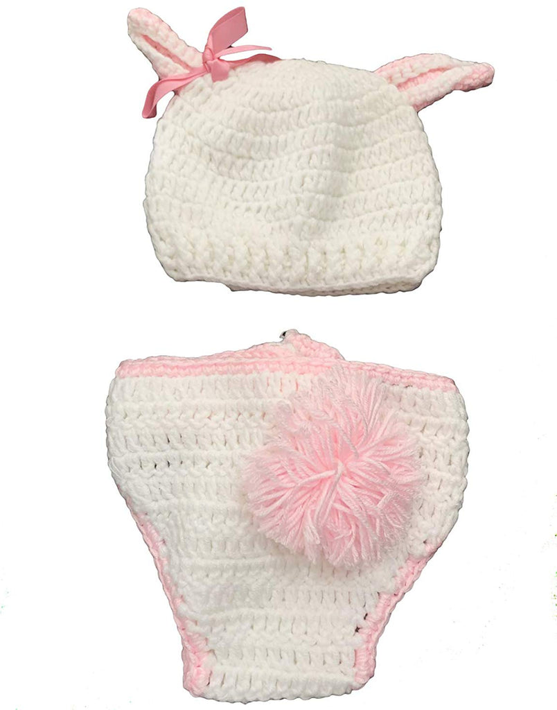 Electomania  Baby Rabbit Designer Crochet Clothing Best Costume Photography Props Baby Shower (1 Shorts and 1 Cap) (Pink)