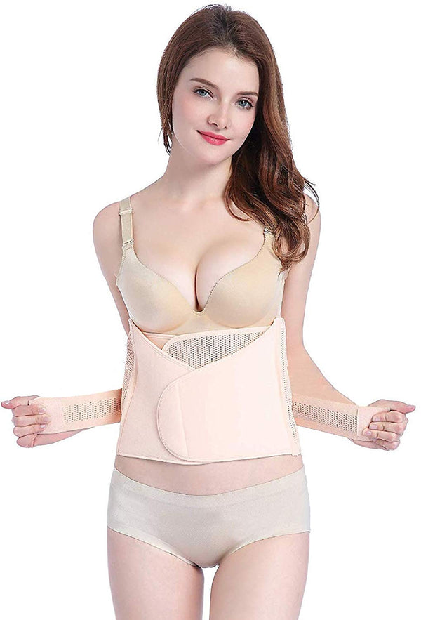 Electomania Waist Trimming/Corset Belt/Slimming/Postpartum Abdomen Shaper Belt/Strap Breathable for Women (3 in1 Set) XXL Beige