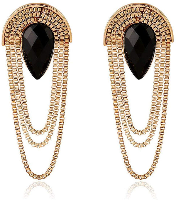 Electomania Special Bohemian Danglers Earrings for Women Valentine Gifts 1 Pair (Black)