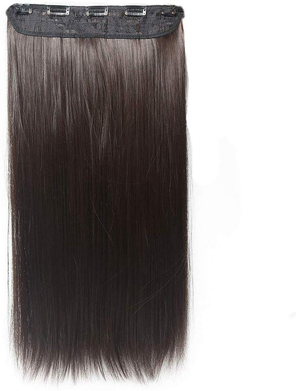 Electomania High-Temperature 1X 5 Clips Based Synthetic Fiber Hair Extensions for Women (Brown, 24 Inch)