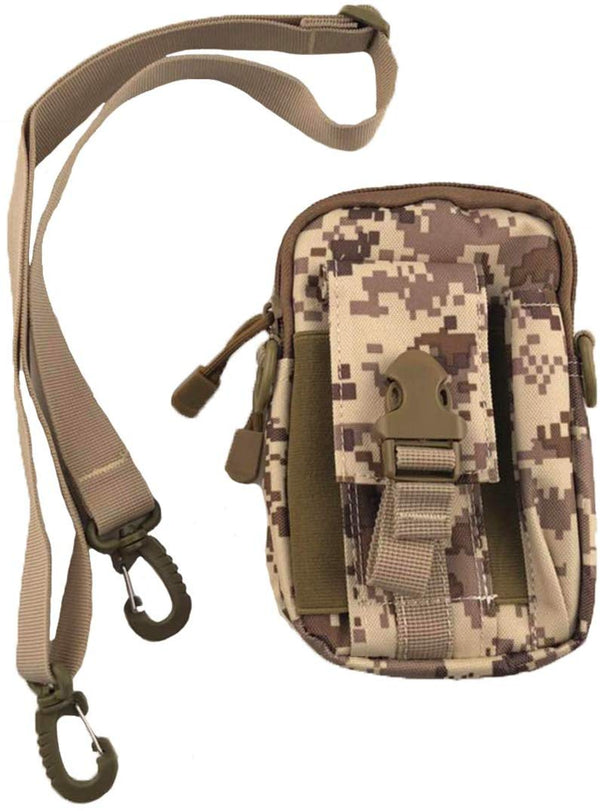 Electomania Nylon Water Resistant Outdoor Sport Travel Pouch Belt Waist Phone Bag, Case Pack Pocket Attachments (Camouflage)