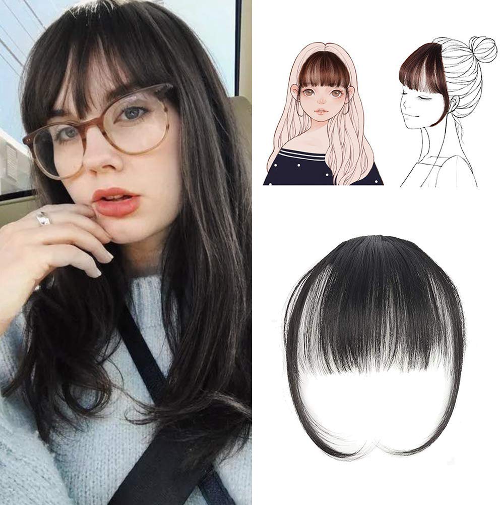 Electomania  Clip On Clip In Front Hair Bang Fringe Hair Extension Piece Thin (Natural Color)