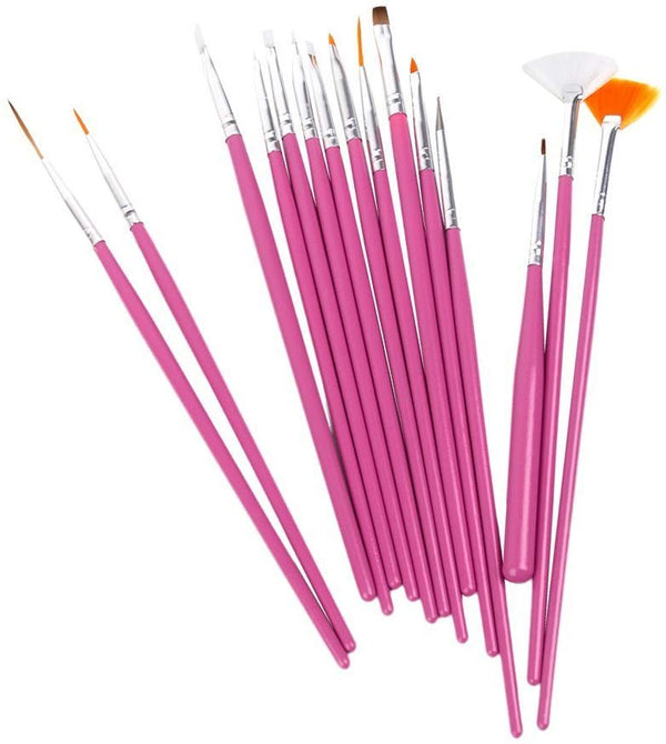 Electomania® 15 pieces Nail Art Design Painting Drawing Pen Brush Tool Set (Pink)