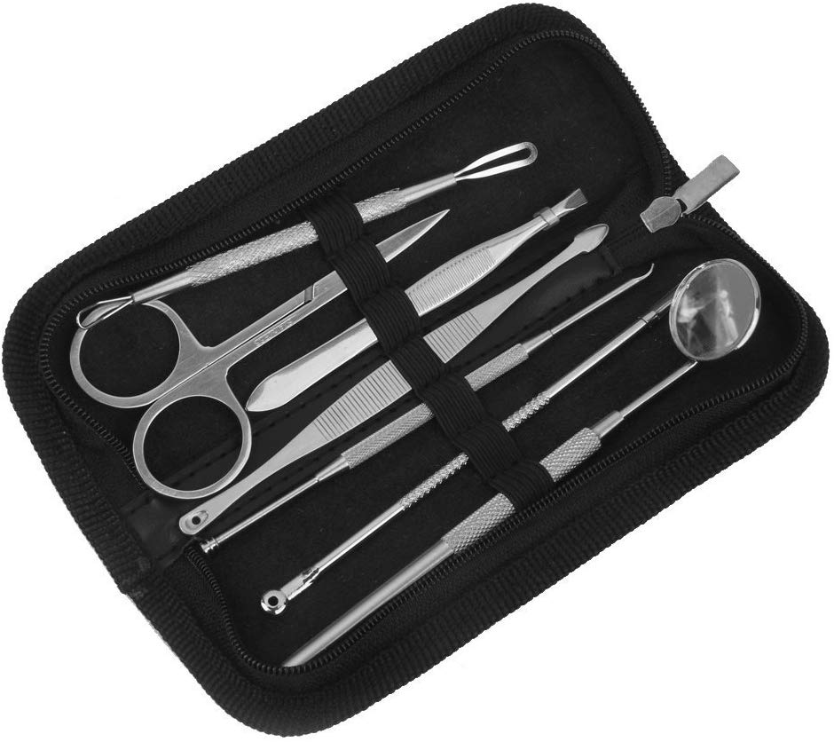 Electomania Stainless Steel Blackhead Pimple Blemish Remover Scissors Tool Kit 7 Pcs