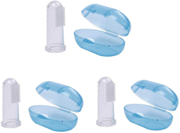 Electomania Silica Gel Baby Finger-Brush with Case Set of 3 (Blue)