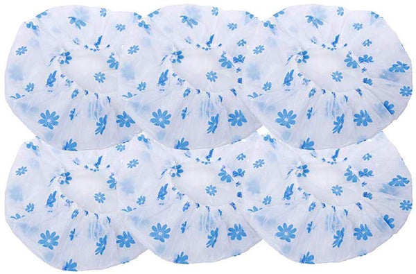 Electomania  Set of 6 Reusable Waterproof Elastic EVA Free Size Bathroom Shower Caps For Homes, Spas, Salons, Hair Treatment, Beauty Parlors (Multicolor)