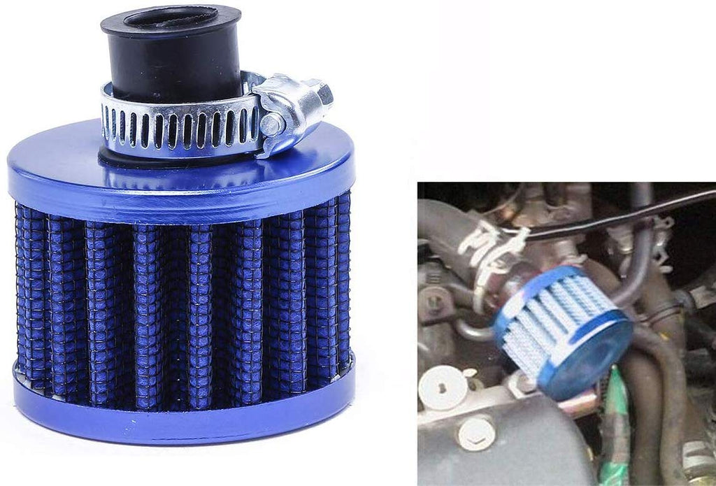 Electomania  13mm Car Cold Air Intake Filter Universal Car Motor Cone Cold Clean Air Intake Filter Turbo Vent Sliver (blue)