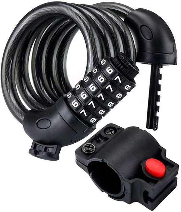 Electomania  Bike Cable Locks Portable Coiling Steel Loop Cable & Lock, Cable Dia.12mm, 0.47Inches