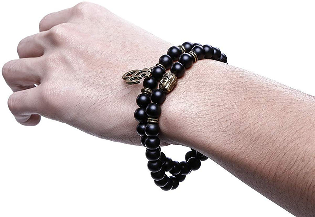 Electomania  Jewellery & Diwali Gifts for Family and Friends D'vine Yoga & Meditation Om Charm Buddha Reiki Beads Bracelet
