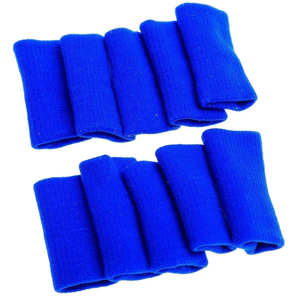 Electomania Finger Support, Sleeve, Protector with Soft Comfort Cushion Pressure for Cricket, Volleyball, Gym, Basketball, Badminton, Baseball, Table Tennis, Biking, Boating, Cycling (Blue) - Set of 10