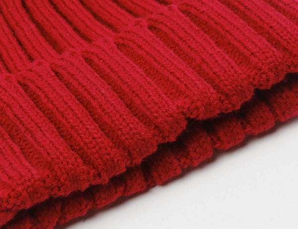 ELECTOMANIA Baby Boys Girls Winter Knit Beanie Hat Baby Cap Beanies Hat Winter Cap Knitted Cap Hat Red