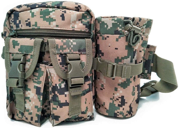 Electomania Nylon Camo Waist Pack Bag Fanny Packs Waterproof Hip Belt Bag Pouch for Hiking Climbing Outdoor Bumbag (Camouflage Color)