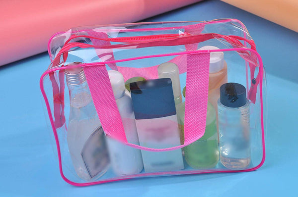 Electomania Multipurpose Pouch Sets Travel Bag Makeup Kit Clutch Toilet Organiser Medicine Stationery Wallet Gift 3-in-1 Set (Rose red)