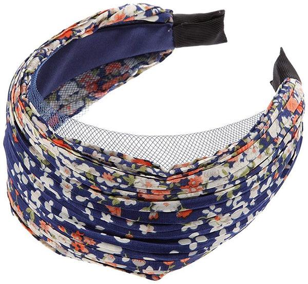 Electomania Lace Retro Pleated Floral Headband for Women (Black)