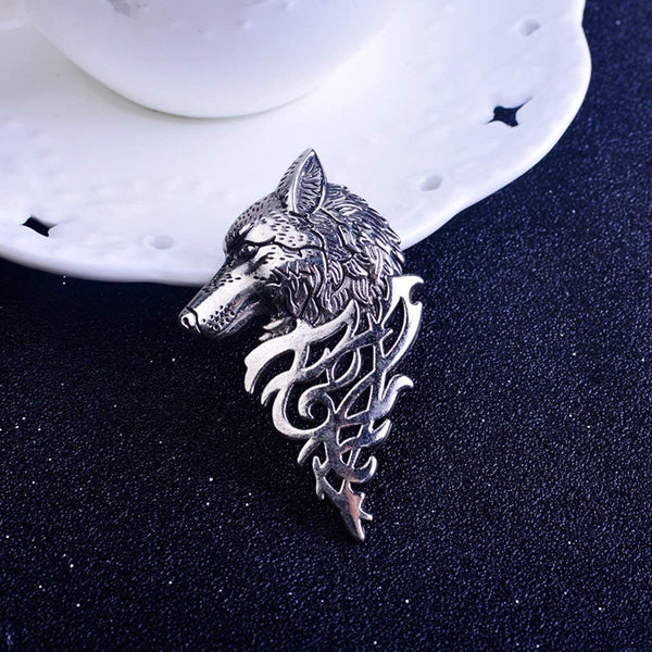 Electomania  Vintage Europe Wolf Badge Brooch Lapel Pin Men Women Shirt Suit Brooch (Antique Silver)