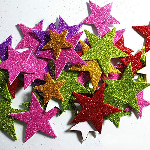 Electomania Foam Flashing Pentagram Wall Decoration Wall Sticker Children's House Decoration Creative Sticker 50 Stars 1 Set