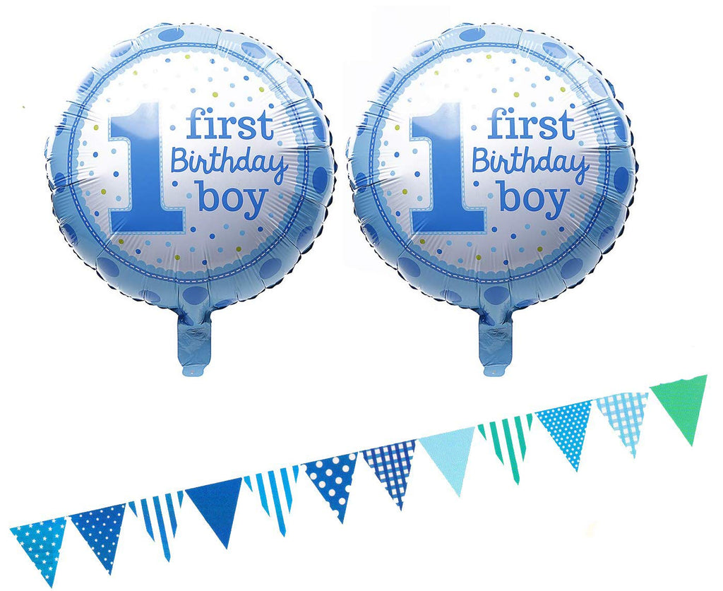 Electomania  Party Bunting Flags Banner for Kids Room Birthday Balloon Birthday Party Decoration 3 in 1 Set (Blue)