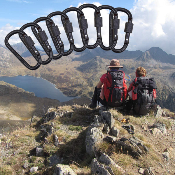 Electomania Aluminium Carabiner Ring Clip Hook Keyring Screw Locking 2 Pieces (Random Colour)