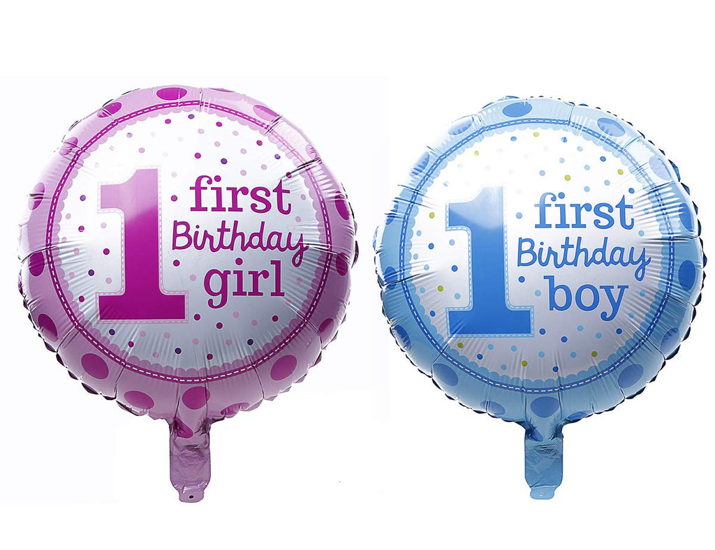 Electomania First Birthday Polka Foil Balloon / Birthday Party / Baby Shower Decoration 18 inch 1 Pair ( Blue&Pink )