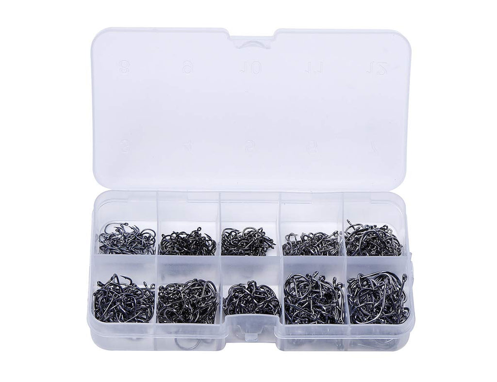 Electomania  Box Fishing Hook Barbed Carp Fishhooks Jig Fishing Tool #3 to #12（500PCS）