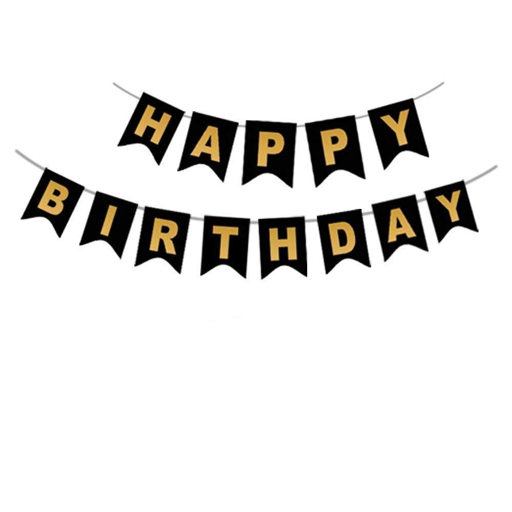 Electomania Happy Birthday Banner Black and Golden Colour/Birthday Banner for Decoration (13 in 1 Set )