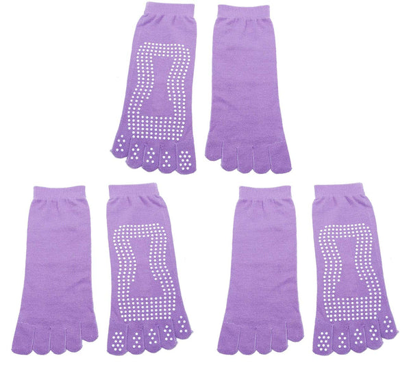 Electomania® Yoga Five Finger Socks Female Professional Non-Slip Yoga Socks Toe Socks Dance Socks (3 Pair)