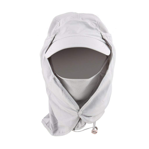 ELECTOMANIA Fishing Hat 360°UV Protection Sun Hat Summer Men Women Cap Folding Removable Neck Face Mask Head Flap Cover for Hiking Gardening Beach Camping Boating Outdoor Activities （Grey）