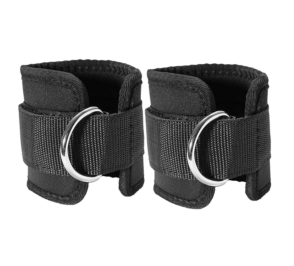 Electomania® Fitness Ankle D Ring Strap Multi-Gym Leg Thigh Pulley Lifting Traini A pair (Black)