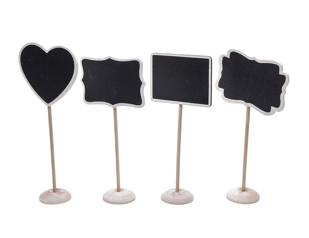 Electomania Chalkboard 4 Mini Message Board, Chalk Board, Blackboard with Stand, Heart, Rectangle, Message Board 4 in 1 Set