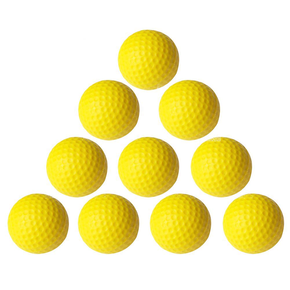 Electomania 10 Pcs Practice Golf Balls Foam Sponge Soft Elastic Balls Indoor Outdoor Golf Training Aid Balls （Yellow）