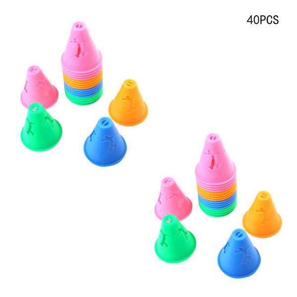 Electomania® 40Pcs Hollow Out Bright Color Slalom Cones for Slalom Skating Cone Skating (Multicolor)