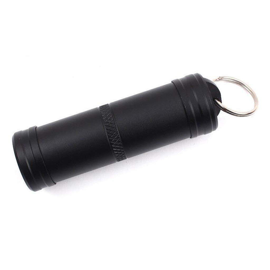 Electomania Mini Portable Waterproof Aluminium Alloy Medicine Bottle with Key Ring (Black)