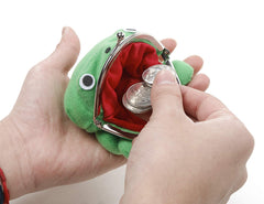 Electomania Frog Shape Cute Animal Face Plush Coin Purse, Green