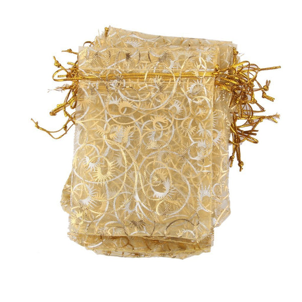 Electomania Golden Eyelash Organza Bag (9x12 cm) - Pack of 100