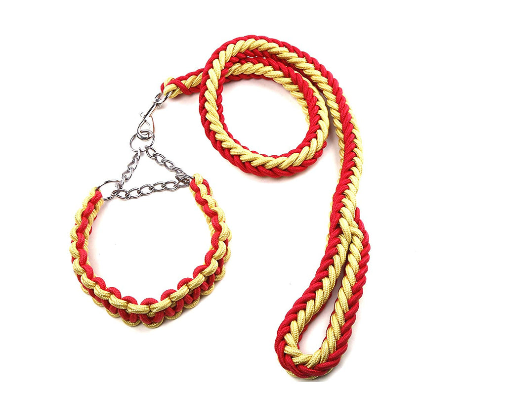 Electomania Nylon Dog Leash for Large Dogs with Extra Strong Brass Snap Hook Large (Red and Yellow)