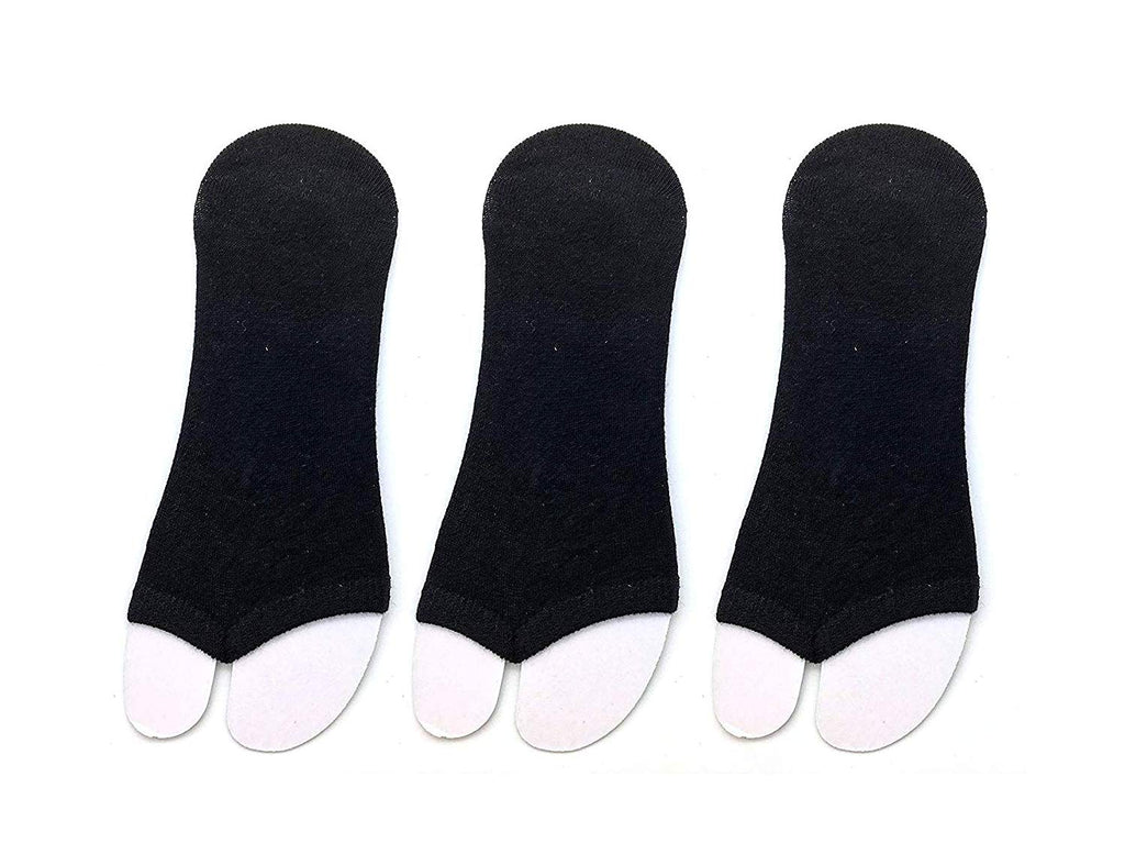 Electomania Cotton Ankle Open Toe Socks for Flats Low help socks compatible with High-heeled shoes-3pairs (Black)