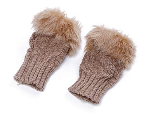 Electomania Women's Faux Fur Fingerless Gloves Free Size (Camel color)