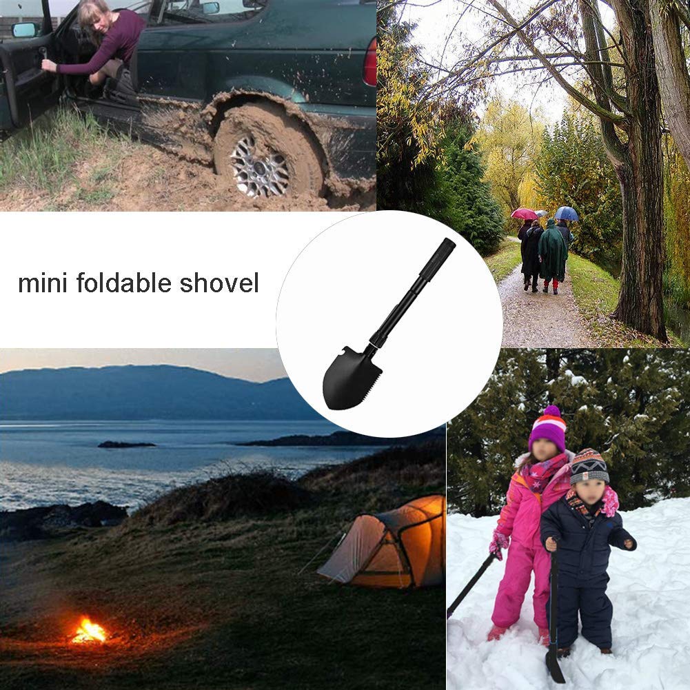 Folding shovel store for car