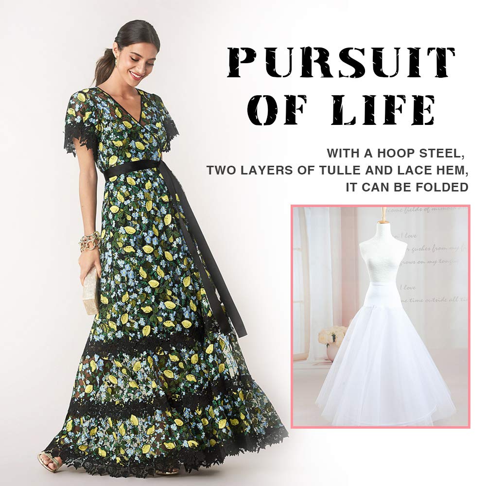 KittyFashion Full Shape 6 Hoop Skirt Ball Gown Petticoat Underskirt Slip  Dress Adjustable Waist White