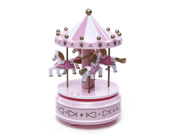 Electomania® Round Music Box Christmas Merry-Go-Round Carousel Wind Up Music Box Kids Gift (Pink)
