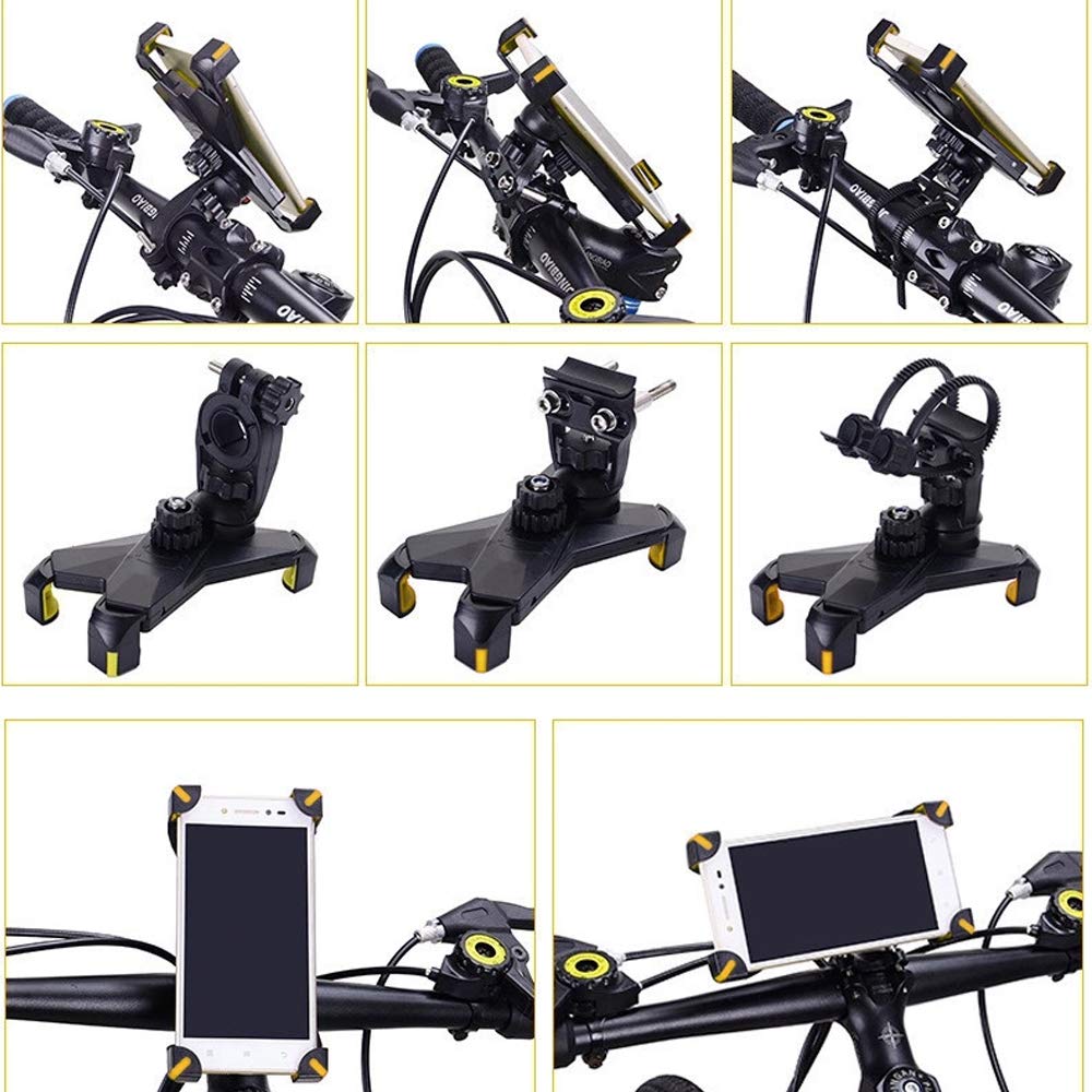 Electomania Bike Phone Mount Holder-Mounted on Bicycle and Motorcycle Handlebar 4.5-7 Inches Suitable Compatible Any Smart Cell Phone No Tool Installation (Yellow)